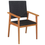 5 Piece Outdoor Dining Set Poly Rattan Black and Brown 44074