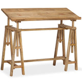 ZNTS Drafting Table Solid Mango Wood 116x50x76 cm 244948