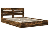 Storage Bed with Drawer Smoked Oak 140 x 200 cm Engineered Wood 3411896