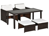 2 Seater Rattan Cube Garden Furniture Set, Rattan Dining Set with Cushions, Outdoor Dining Table and T3398P328390