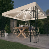 Gazebo with LED String Lights 3x3 m Cream 3070320