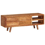 ZNTS TV Cabinet Solid Acacia Wood with Carved Doors 117x30x40 cm 244973