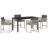 Garden Dining Set 5 pcs Light Grey Poly Rattan 3380762