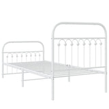 Metal Bed Frame without Mattress with Footboard White 90x190cm 376659
