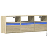 TV Wall Cabinet with LED Lights Sonoma Oak 130x31x45 cm 852343