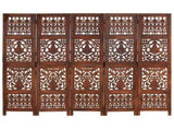 Hand Carved 5-Panel Room Divider Brown 200x165 cm Solid Mango Wood 285335