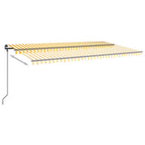 Manual Retractable Awning with Posts 6x3 m Yellow and White 3070198