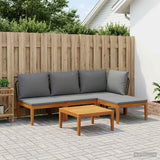 5 pcs Garden Lounge Set with Cushions Solid Acacia Wood & Rope 3407735