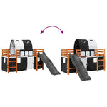 Kids' Loft Bed with Tunnel White&Black 80x200 cm Solid Wood Pine 3309098