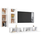 4 Piece TV Cabinet Set White Engineered Wood 3078733