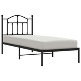 Metal Bed Frame without Mattress with Headboard Black 80x200cm 353430