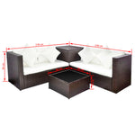 4 Piece Garden Lounge Set with Cushions Poly Rattan Brown 42988