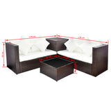 4 Piece Garden Lounge Set with Cushions Poly Rattan Brown 42988