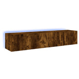 TV Wall Cabinets with LED Lights 2 pcs Smoked Oak 80x35x31 cm 837290