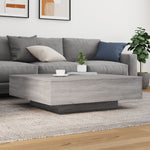 ZNTS Coffee Table with LED Lights Grey Sonoma 100x100x31 cm 836607