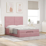 ZNTS Ottoman Bed with Mattresses Pink 140x190cm Velvet 3313402