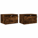 Wall-mounted Bedside Cabinets with LED Lights 2 pcs Smoked Oak 836835