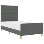 ZNTS Bed Frame Dark Grey 90x190 cm Fabric 3344691
