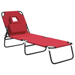 ZNTS Folding Sun Lounger Red Oxford Fabric&Powder-coated Steel 360177