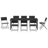 Garden Dining Set Folding 9 pcs Black Powder-Coated Steel 3379379