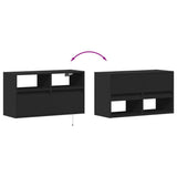 TV Wall Cabinet with LED Lights Black 80x31x45 cm 852328