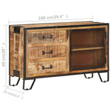 Sideboard 100x31x60 cm Solid Rough Mango Wood 285894
