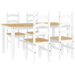 ZNTS 5 Piece Dining Set Panama White Solid Wood Pine 3345205