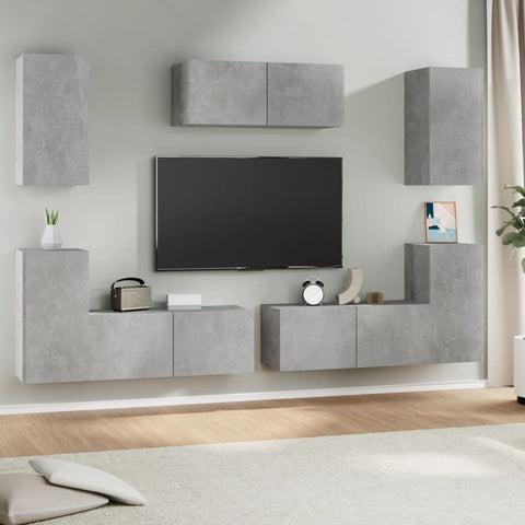 7 Piece TV Cabinet Set Concrete Grey Engineered Wood 3114305