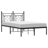 Metal Bed Frame without Mattress with Headboard Black 120x200cm 374337