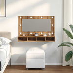 ZNTS Mirror Cabinet with LED Artisan Oak 90x31.5x62 cm 857006