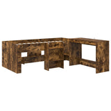 Kids'High Bed Frame with Desk 2 pcs Smoked Oak Engineered Wood 3423450