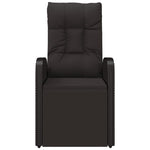 Reclining Garden Chair with Cushions Black Poly Rattan 319546