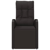 Reclining Garden Chair with Cushions Black Poly Rattan 319546