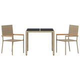 Garden Dining Set 3 pcs Beige Poly Rattan 3365386