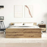 Bed Frame Artisan Oak Engineered wood, Solid Pinewood, Plywood Slats 3328779