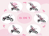 6 in 1 Kids Trike with Parent Handle, Canopy, 5-point Safety Belt, Storage, Footrest, Brake, for 1-5 T3398P348146