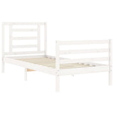 Bed Frame without Mattress White Single Solid Wood 3194667