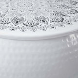 Round Coffee Table Hammered White 55 x 55 cm Aluminium 373375