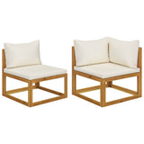 2 Piece Sofa Set with Cream White Cushions Solid Wood Acacia 318556