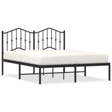 Metal Bed Frame without Mattress with Headboard Black 150x200cm 373791