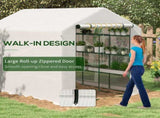 8 x 6ft Walk-In Greenhouse, with Shelves - White T3398P322097