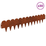 Lawn Edging 30 pcs 103 x 20 cm Steel Rusty 8008692
