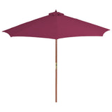 Garden Parasol with Wooden Pole 300 cm Bordeaux Red 44497