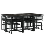 11 Piece Garden Dining Set Black Poly Rattan 3295044