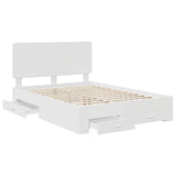 Bed Frame with Headboard White 140 x 200 cm Engineered Wood 3412774