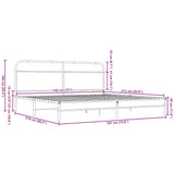 Metal Bed Frame without Mattress Brown Oak 183x213 cm 3318700