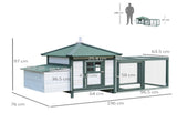 Chicken Coop, Small Animal Pet cage w/ Nesting Box, Wooden Outdoor Run, Green T3398P548004