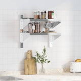 2-Tier Wall Shelf 50x30x48 cm Silver Stainless Steel 30316