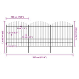 Garden Fence with Spear Top Steel 537x200 cm Black 277750