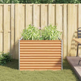 Garden Raised Bed Light Brown 98 x 100 x 68 cm Galvanised Steel 42017366